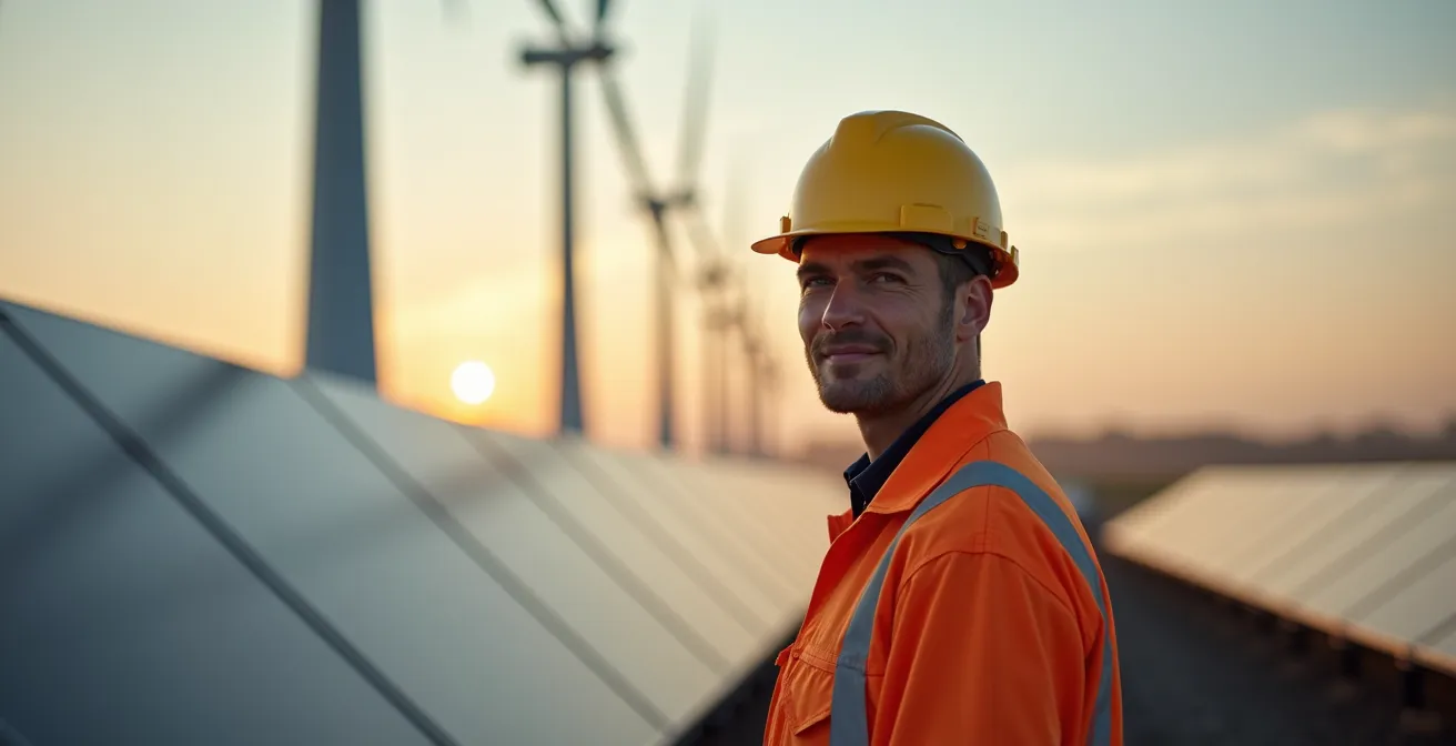 Portrait d'un professionnel de l'énergie au regard déterminé